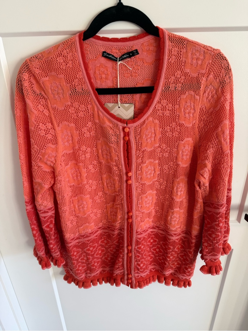 Gudrun Sjödén Naima Cardigan NWT M Organic Cotton Pink Floral Knit Button